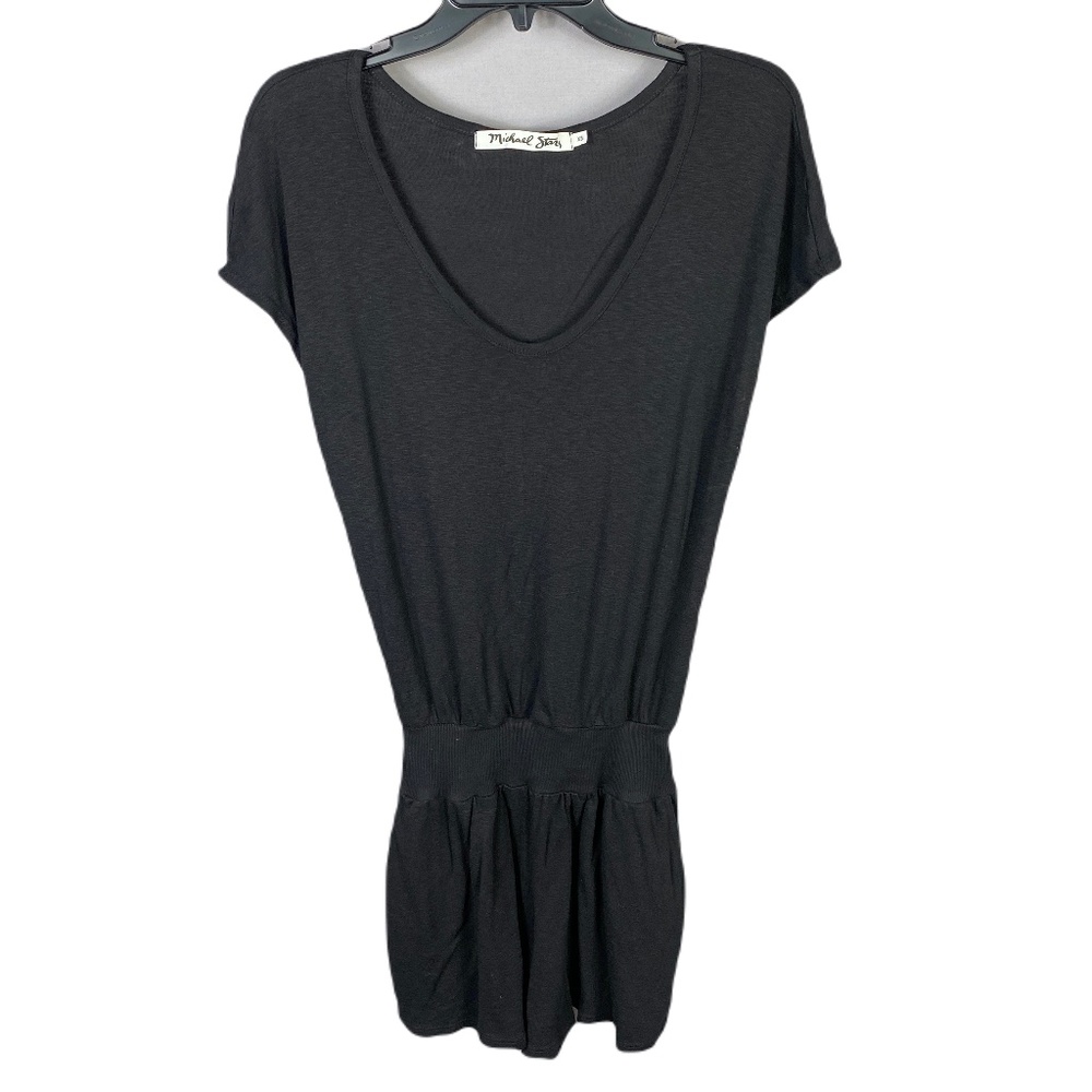 Michael Stars Crewneck Short Sleeve Relaxed Fit Romper With Pockets